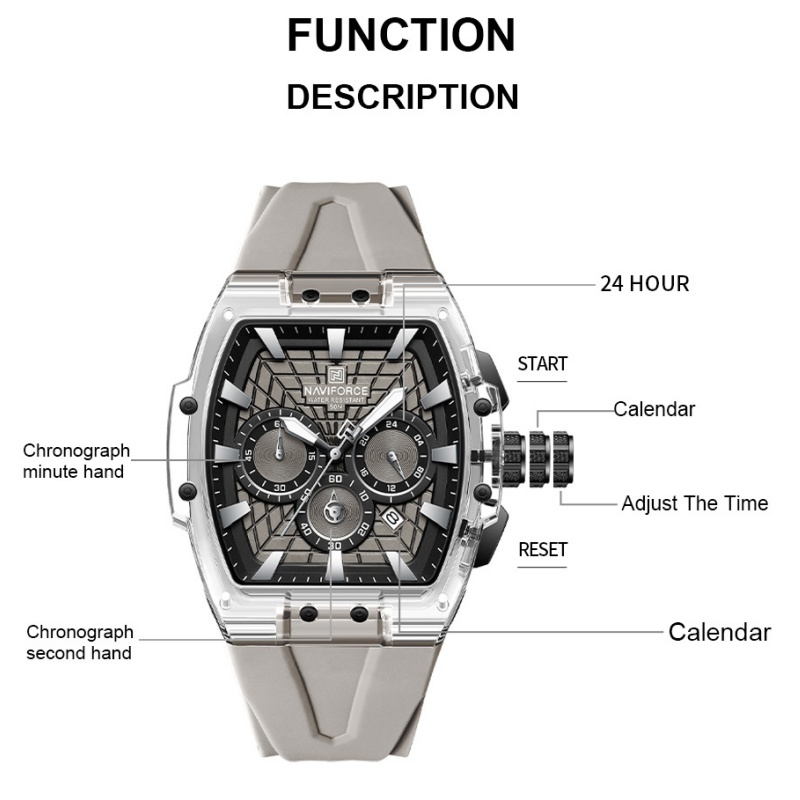 Running Watch - Reloj Cronógrafo Multifuncional NAVIFORCE para Hombre,